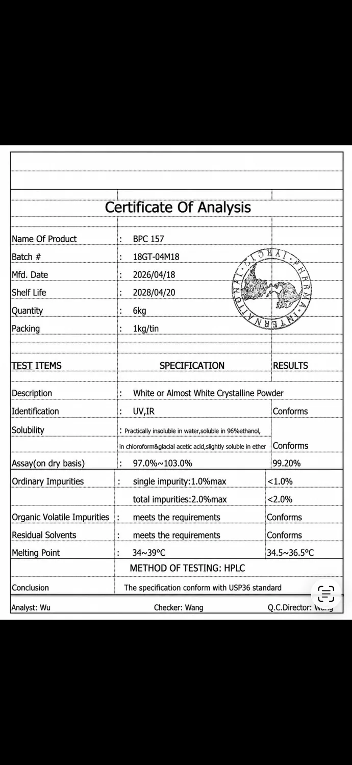 Certificate of Analysis: BPC-157